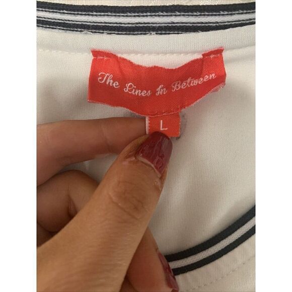 the lines in between womens black white v neck long sleeve top t shirt large - Picture 3 of 4